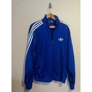 Y2K Adidas Track Jacket Mens XL Blue White 3 Stripe Trefoil Logo Full Zip Sporty